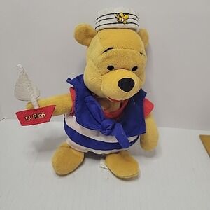 Disney Store 8" Nautical Sailor Pooh Mini Bean Bag Plush Winnie The Pooh